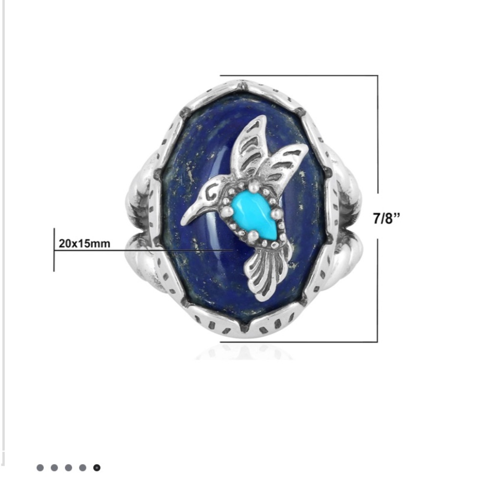 Kohl's Silver Ring with Blue and Turquoise Hummingbird - Picture 4 of 10